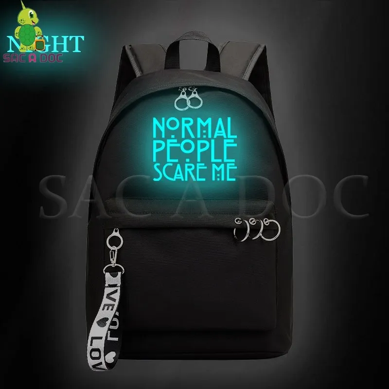 

American Horror Story Backpack Luminous Girls School Backpack Travel Bags College Students Laptop Backpack Casual Rucksack