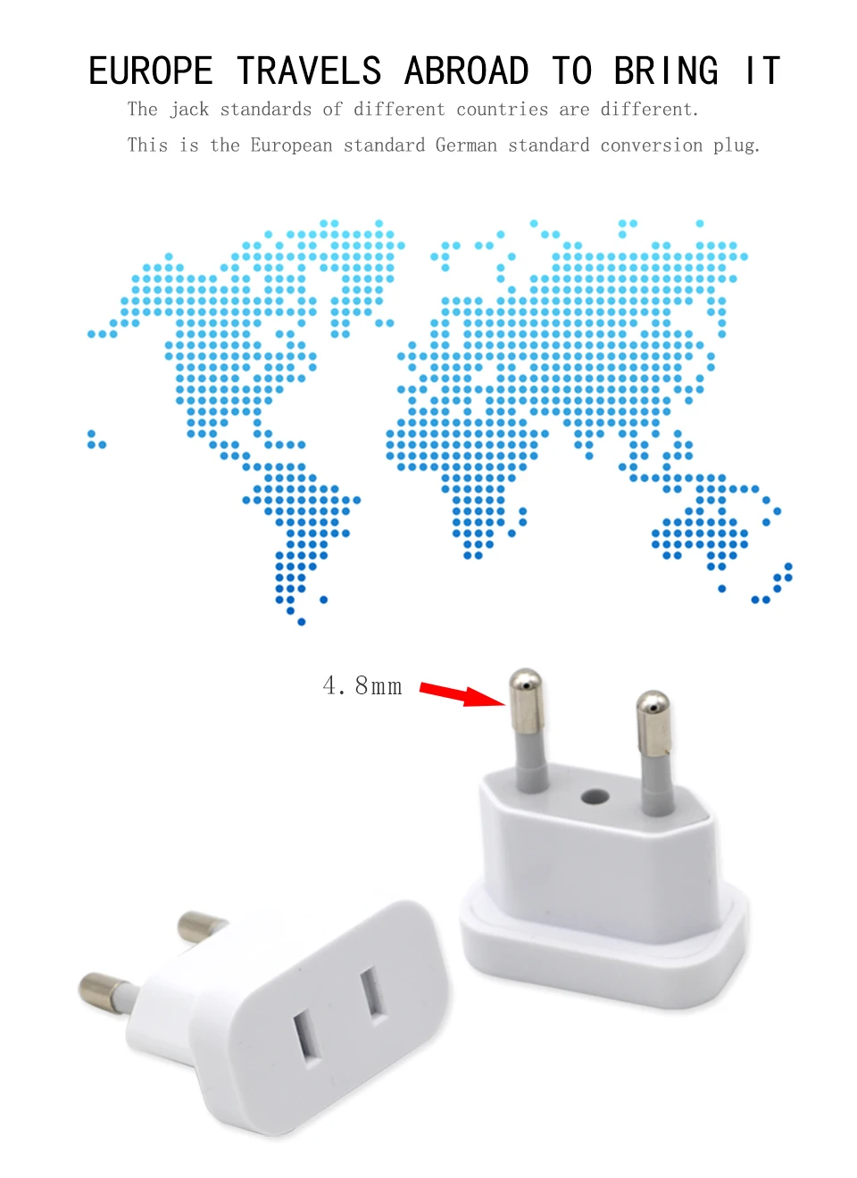 1PC US To EU Plug USA To Europe Travel Wall AC Power Plug Safety Door Design Charger Outlet Adapter Converter 2 Round Pin Socket (2)