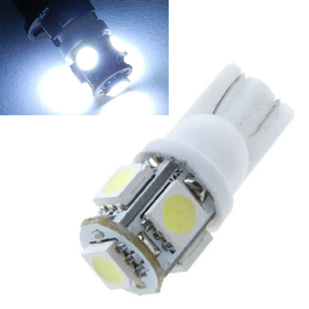 Brand New 2 Pcs White 194 T10 5-SMD Wedge 5050 Auto Use LED Light Bulbs Xenon