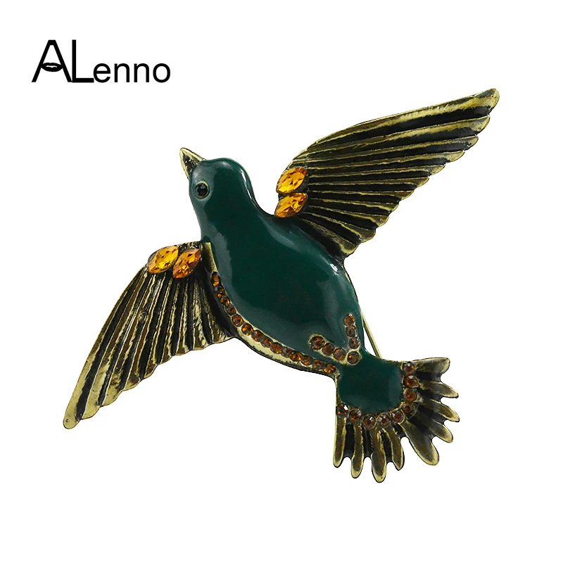 

Vintage Enamel Large Bird Lapel Pins and Brooches For Women Crystal Big Jewelry Coat Scarf Suit Clothing Accessories Gifts