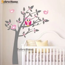 Виниловые наклейки на стену с изображением совы, Настенные обои, детская комната, наклейка для спальни, новогоднее домашнее украшение в виде дерева