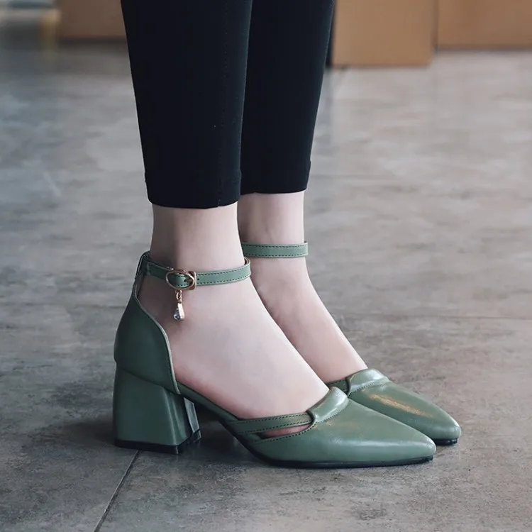 

Big Size 11 12 13 14 15 ladies high heels women shoes woman pumps Sharp, shallow, thick-heeled, buckled Marilyn's single shoes