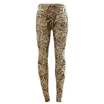 

Gothic Leggings Pants Flower Printed Fitness Sporting Workout Jegging Leggins Elastic Slim Gold Cool Goth Trousers Femme