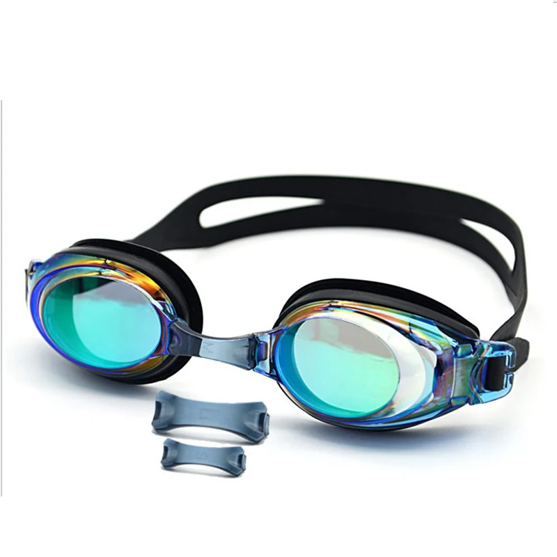 

Professional Anti-fog Swimming Goggles Adjustable Nose Bridge Electroplating Version Silicone Glasses For Adult women men