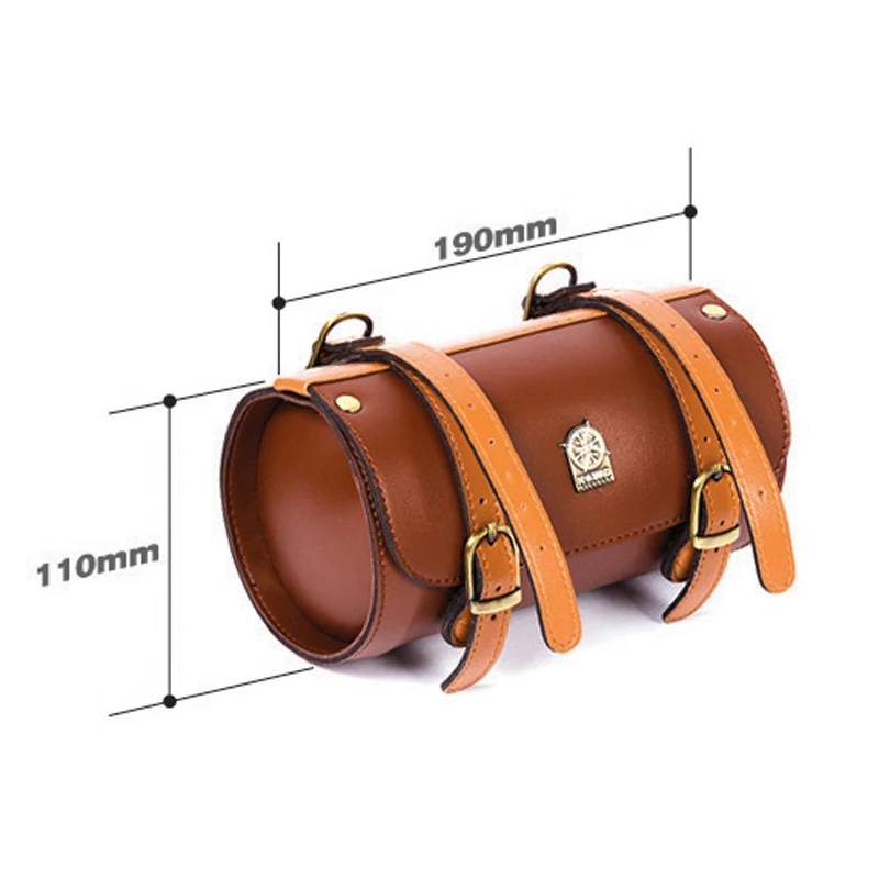 Cheap PVC Leather Retro Bicycle 190*110MM Keg Bag Bike Tail Bag Saddle Bag Vintage Tail Bags  Bicycle Accessories FZB011 1