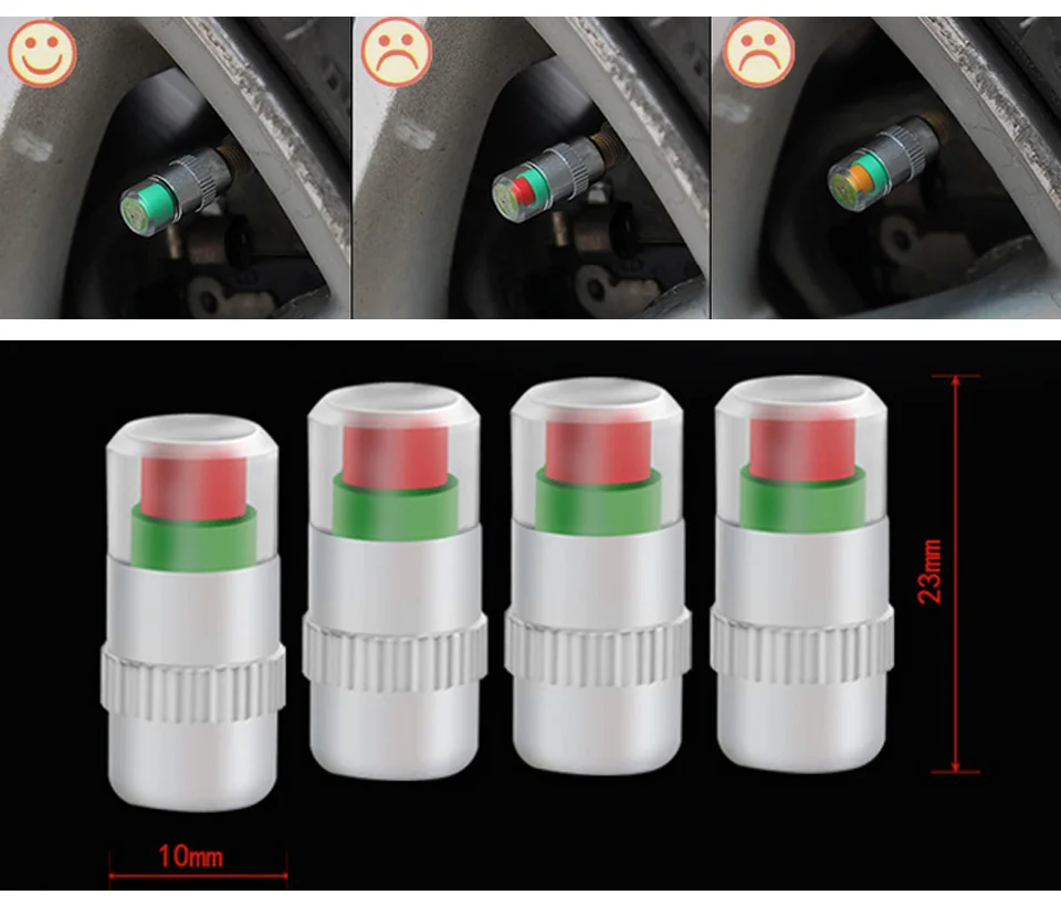 4 шт. колпачки давления в автомобильных шинах Предупреждение ющее сопло, визуальное устройство, колпачок клапана, датчик воздушного сигнала, индикатор монитора
