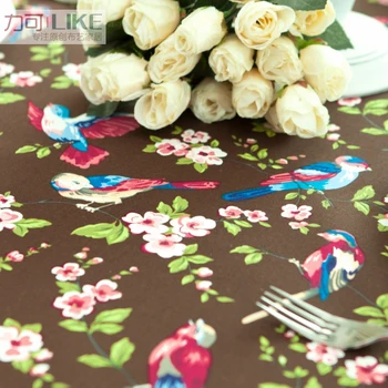 Original! Cotton tablecloths / table cloth table cloth tea table cloth cotton cloth non-PVC plastic coffee # birds flower