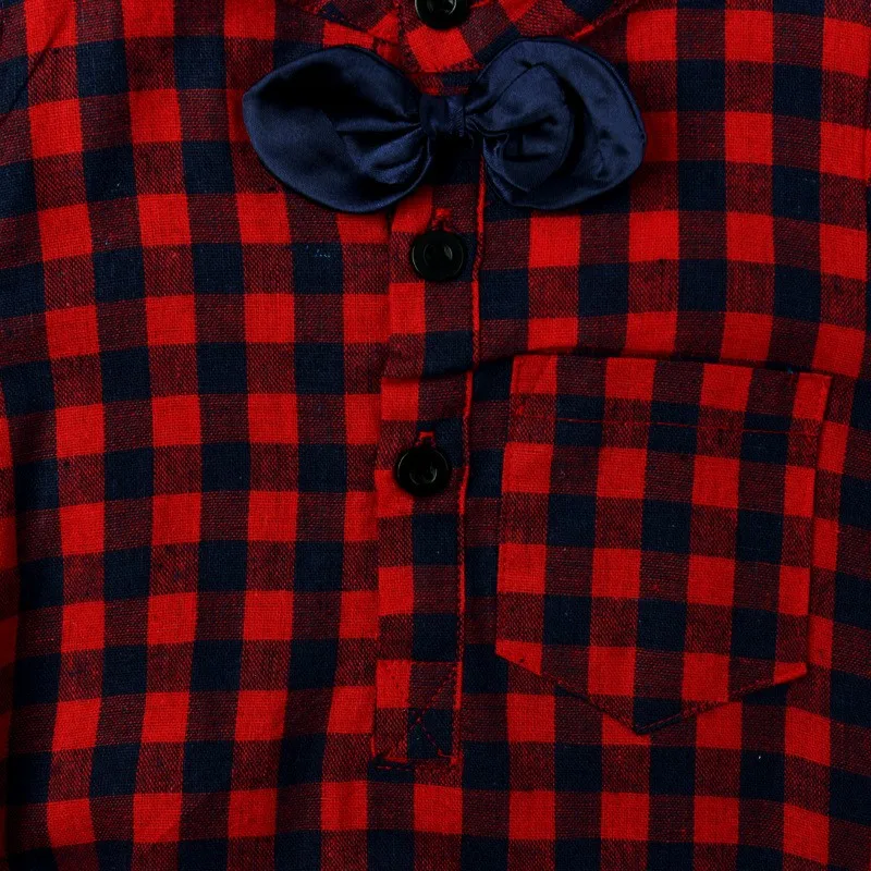 Baby Boy's colthing set Newborn colthing set T-shirt + jeans Infant rompers Turn Down Collar Gentleman Tie Red Lattice costumes (4)