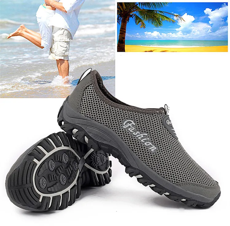 Аква обувь ультра-легкая быстросохнущая пляжная прогулочная Летняя женская и Мужская дышащая обувь для прогулок