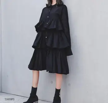 

European style 2019 New arrivals summer Spring fashion women clothes long sleeve solid color loose casual dress T3059