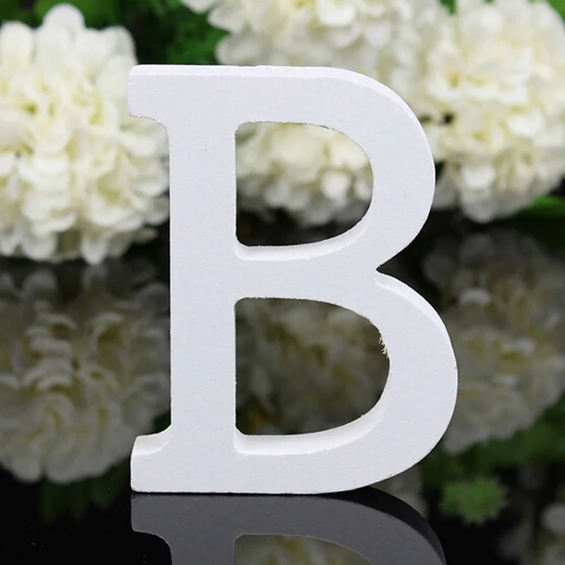 A-Z деревянные буквы свободно стоящее слово домашний Декор слово дерево белый день рождения украшения - Цвет: B