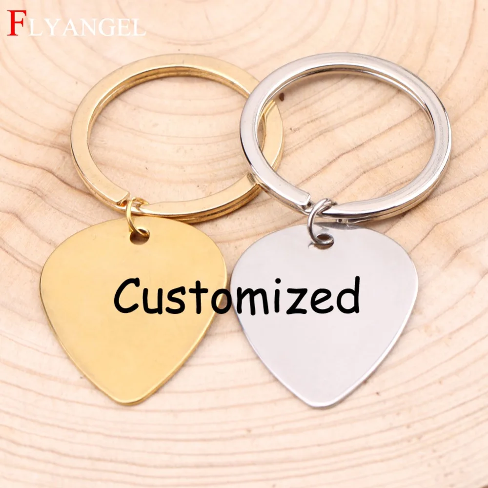 

Custom Guitar Pick Keyring Engraved Name,Date,Sentence Customized Gift For Couples Valentines Friends Birthday Keychain Jewelry