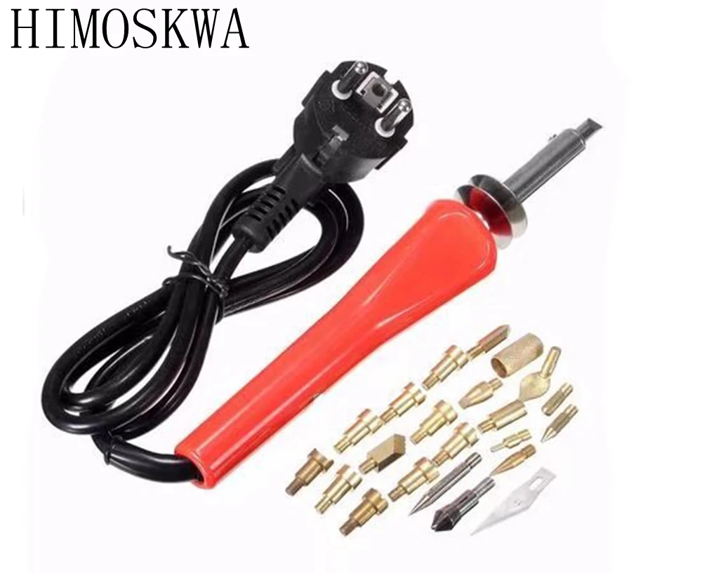 HIMOSKWA 37PCS Welding Electric Soldering Iron Carving Pyrography Tool Wood Working Burning Pen Welding Tips 30W