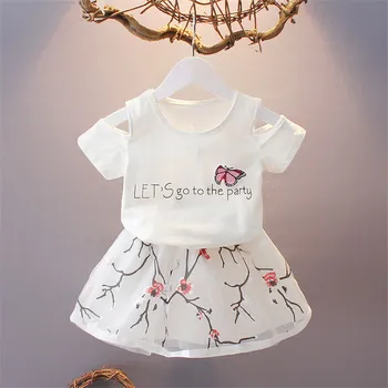 

2020 summer children clothing sets suit for girls t-shirt skirt 2pcs kids clothes sets Outfits baby toddler girl dresses