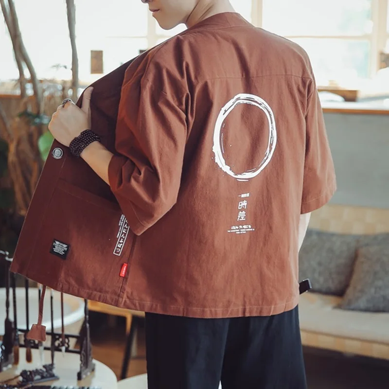 Kimono Men Black Japanese Kimono Men Samurai Costume Male Yukata Haori Japanese Streetwear Clothing Mens Jacket DZ2014 japanese kimono japanese kimono cardigan japanese kimono shirt