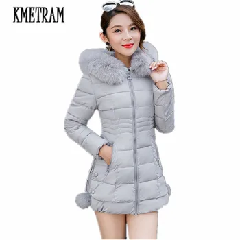

KMETRAM Long Style Women Warm Parkas Winter Coat Lady Casual Parkas Hooded Design Parkas Mujer Invierno 2018 Woman Coats HH167