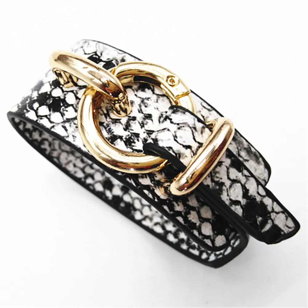style 3 white Зеленая змея Геометрическая девушка мода Леопардовый принт широкий кожаный браслет для женщин Винтаж браслет женские свадебные украшения - Окраска металла: style 3 white