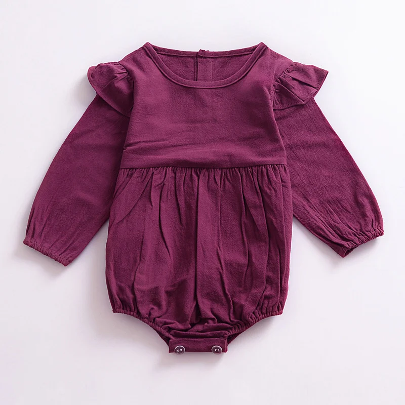 Bear Leader/одежда для малышей; боди с длинными рукавами; комбинезон для младенцев; боди; летняя одежда; однотонные Детские Боди унисекс; 2 цвета - Цвет: AZ1861 Purple
