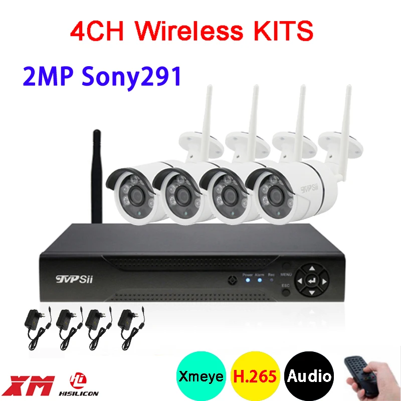 

2MP Sony291 Dahua six array Infrared Xmeye APP Waterproof HD H.265 25fps 4CH 4Channel WIFI Wireless IP Camera kits FreeShipping
