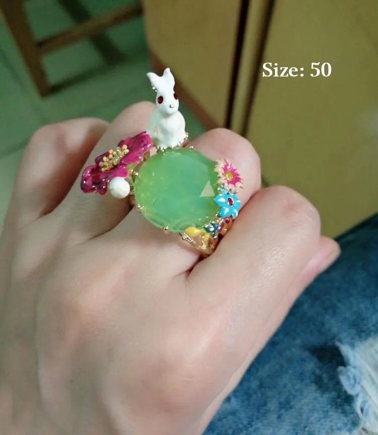 CSxjd эмалированная глазурь изысканный розовый цветок кольцо «кролик» из трех частей - Цвет основного камня: N04