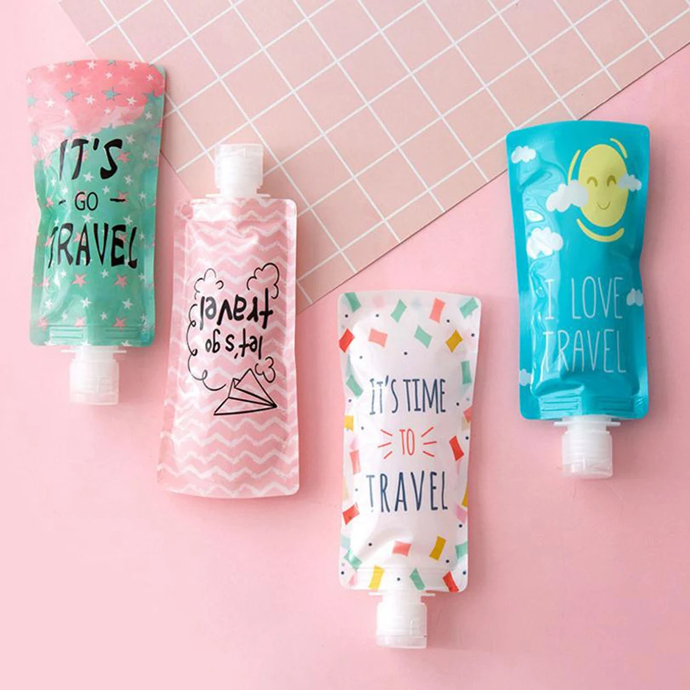 

100ml Travel Lotion Bag Folding Shower Facial Cleanser Liquid Emulsion Storage Bag Plastic Makeup Organizer Container