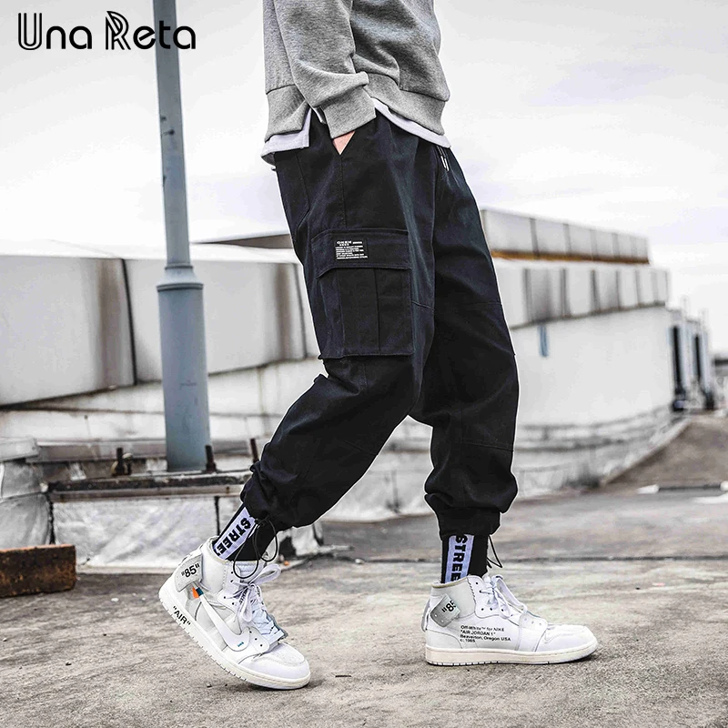 Una Reta Hip Hop Man Pants New Fashion Streetwear Joggers Trousers Casual Foot mouth drawstring design Pants Mens Sweatpants