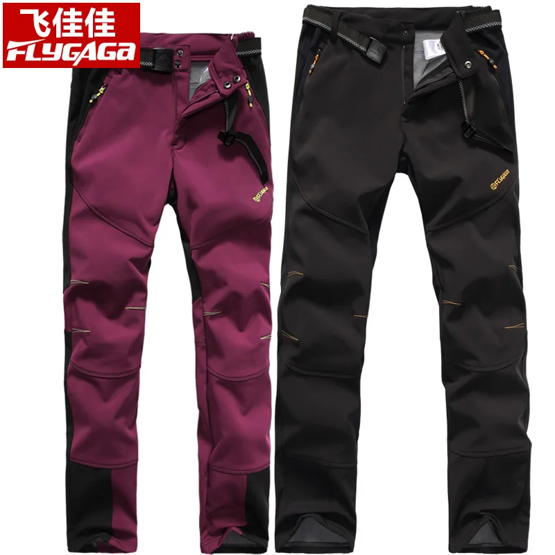 FLYGAGA Womens Ski Trousers Weatherproof Softshell Trousers Thermal Fleece Lined Trousers Hiking Trekking Outdoor Pants