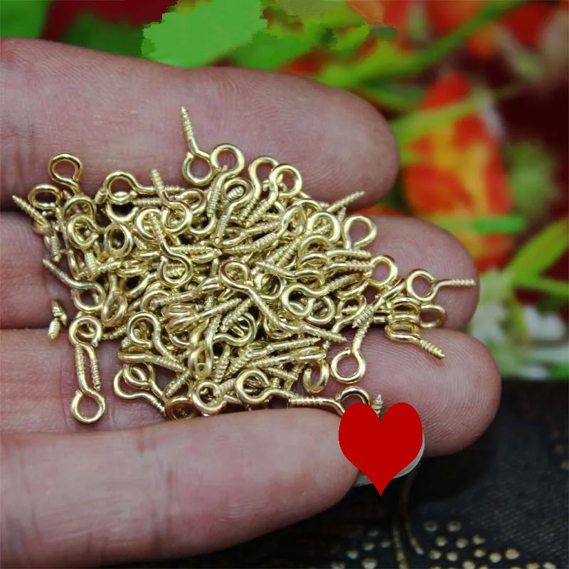 9mm Gold Metal Small Mini Eye Pins Eyepins Hooks Eyelets Screw Clasps