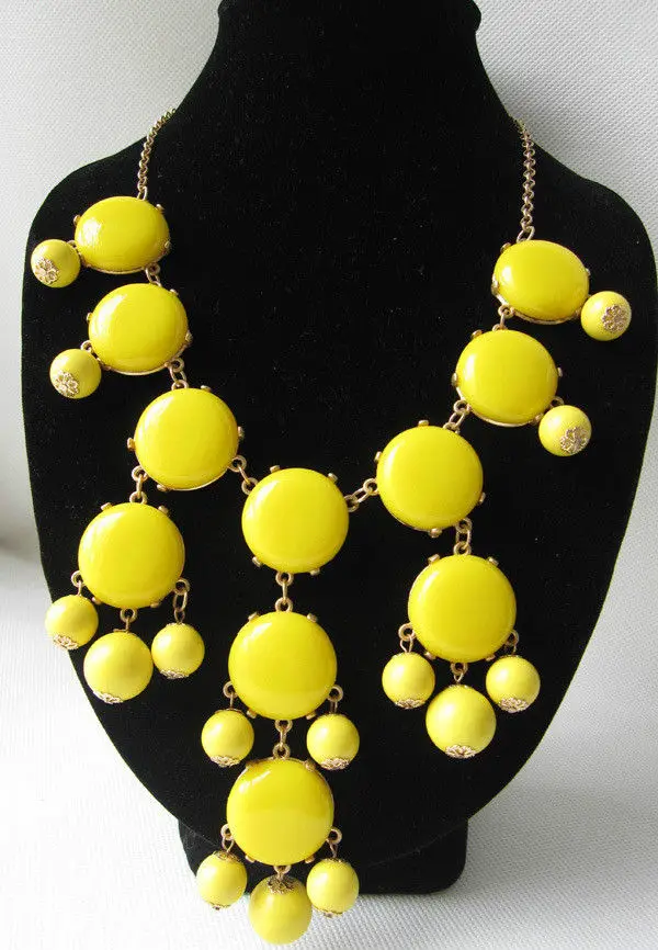 

Hot New Girls Fine Jewelry Yellow Women Bubble Bib Statement Necklace AAA+6