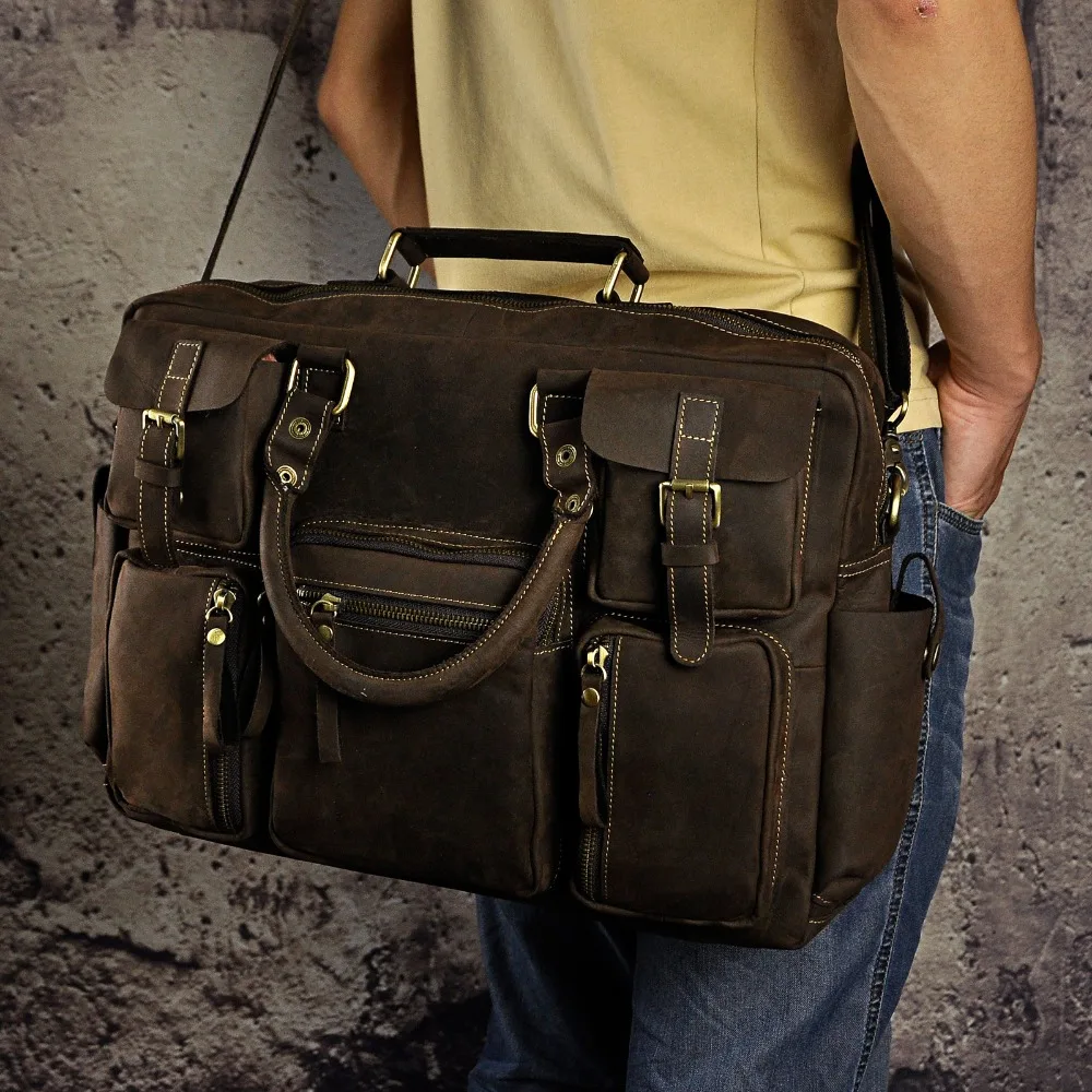 Crazy Horse, Кожаный Модный деловой портфель, сумка-мессенджер, мужской дизайн, для путешествий, для ноутбука, чехол для документов, сумка-тоут, портфель, сумка 3061-d