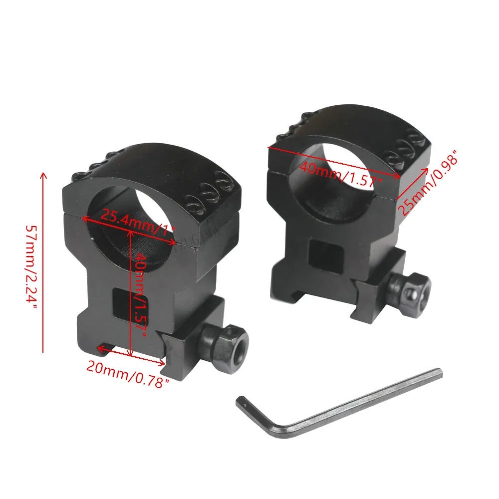 

Rifle Scope Mount Heavy Duty 25.4mm Ring 6 Bolts Weaver 20mm Picatinny Rail for .223 .308 .50 Optical Sight Bracket 1 pair