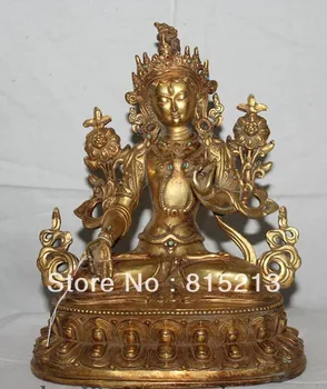 

bi00592 9" Tibet Tibetan Bronze 24K Gilt 7 eyes White Tara of Compassion Goddess Statue