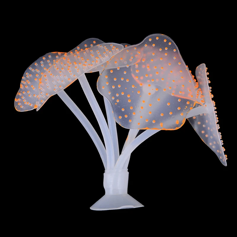 1 шт. аквариумные аксессуары флуоресцентный подводный пейзаж Декор имплантация Коралловая искусственная присоска Коралловое растение орнамент - Цвет: Orange