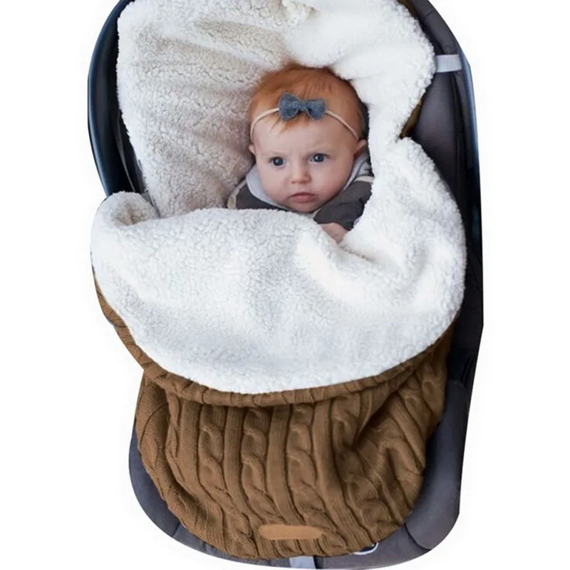 SHUJIN спальный мешок для новорожденных; теплый спальный мешок для новорожденных; сезон осень-зима; детская коляска; Хлопковое трикотажное одеяло; флисовый спальный мешок унисекс
