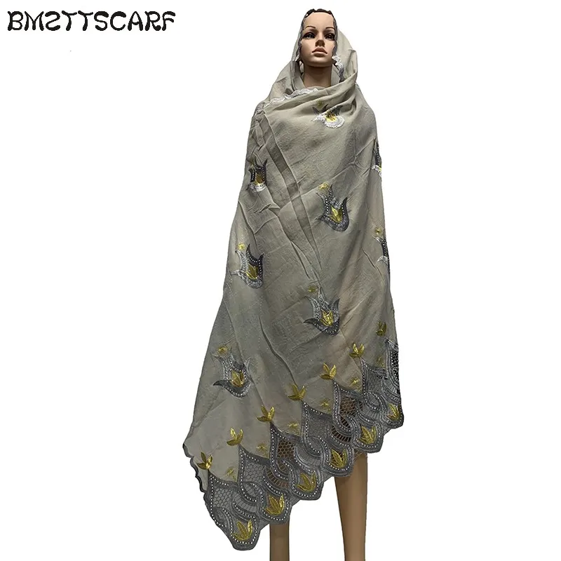 

Nice Design African Women Scarfs embroidery cotton big scarfs for pray headscarf shawls BM783