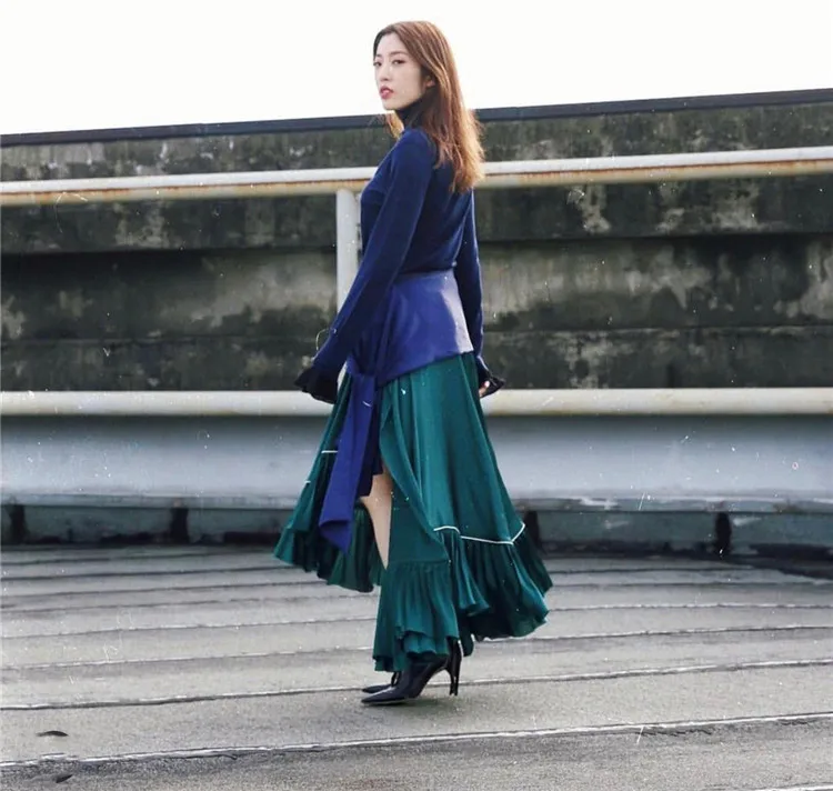 FOMOLAYIME весна юбки для женщин новые модные женские туфли джинсовая Лоскутная юбка