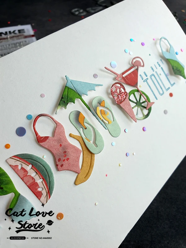 여름 항목 시리즈 금속 절단 다이 스텐실 DIY Scrapbooking 종이 카드 장식 공예 다이 엠보싱 다이 컷 새로운 2019