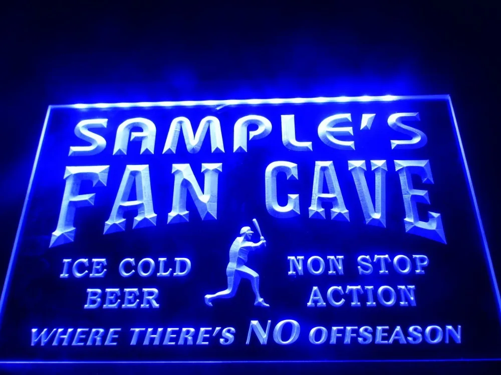 DZ063- Name Personalized Custom Baseball Fan Cave Man Room Bar Beer LED Neon Light Sign | Дом и сад