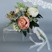 Ayicuthia розовый белый Букеты Свадебные искусственный цветок ручной работы Свадебный букет из роз для Свадебные украшения S37