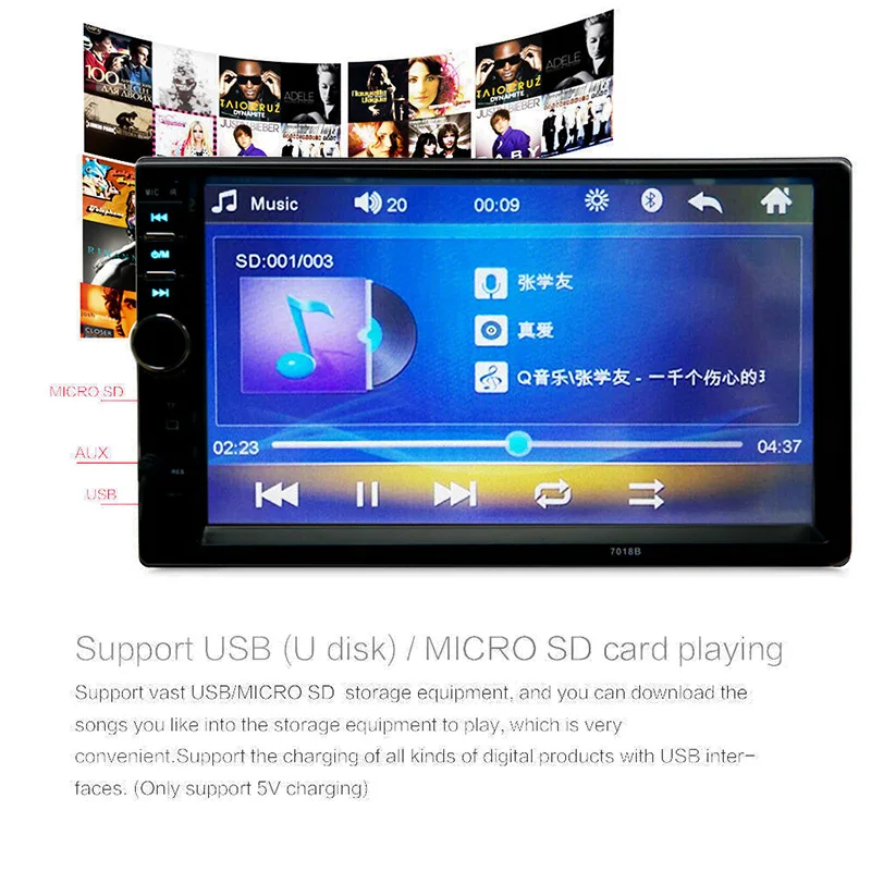 Rear Camera Bluetooth Central Multimidia 2Din 2 Din 7'' Touch Radio MP5 Music Video Player Car Multimedia Mirror Link Autoradio