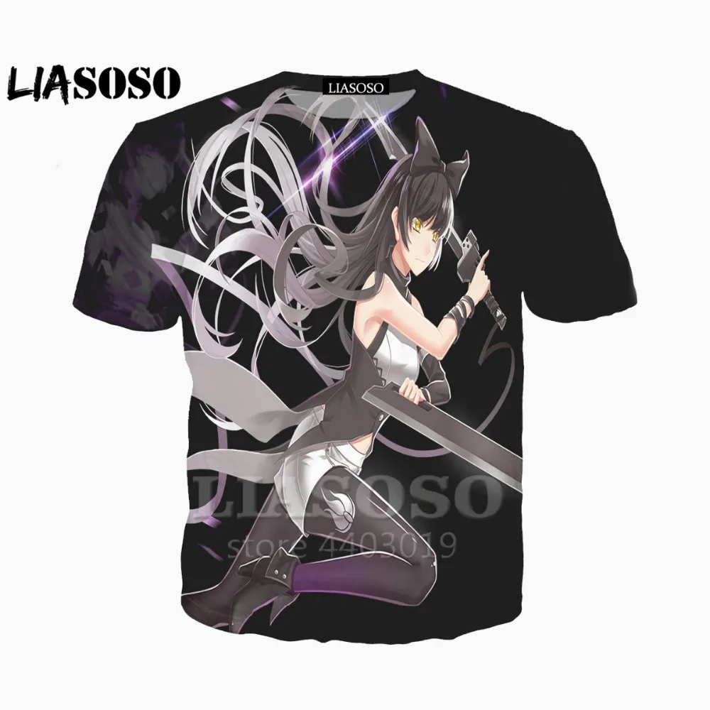 

LIASOSO 2018 Newest Men Women Loose T-shirt Cartoon Anime 3D Print Tees RWBY Anime Pattern Pullover Tops Drop shippig A044-24