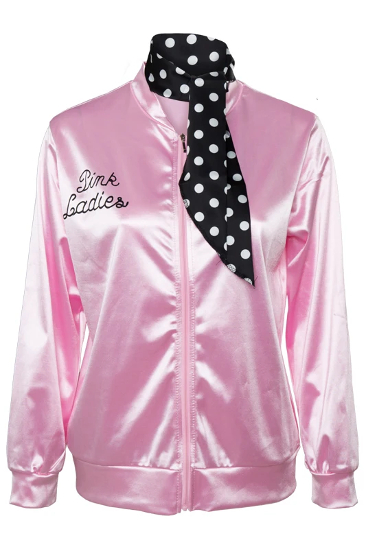 Adult Kids Grease Jacket Costume Pink Ladies Hoodies Retro Jackets Coat