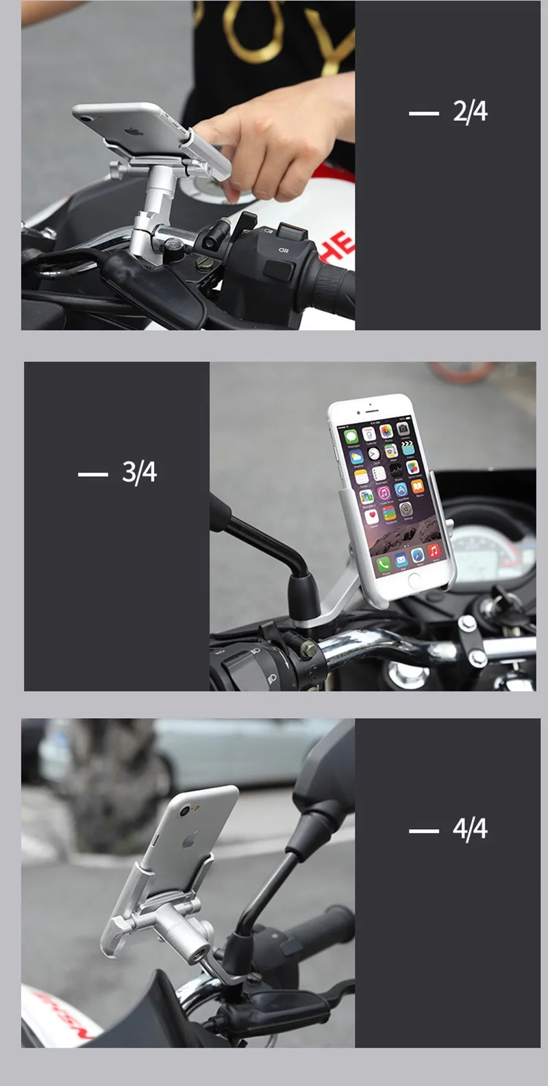 Motorcycle Bicycle Phone Holder Universal Mobile Cell Phone Holder Bike Handlebar Clip Stand GPS Mount Bracket for Harley Moto (16)