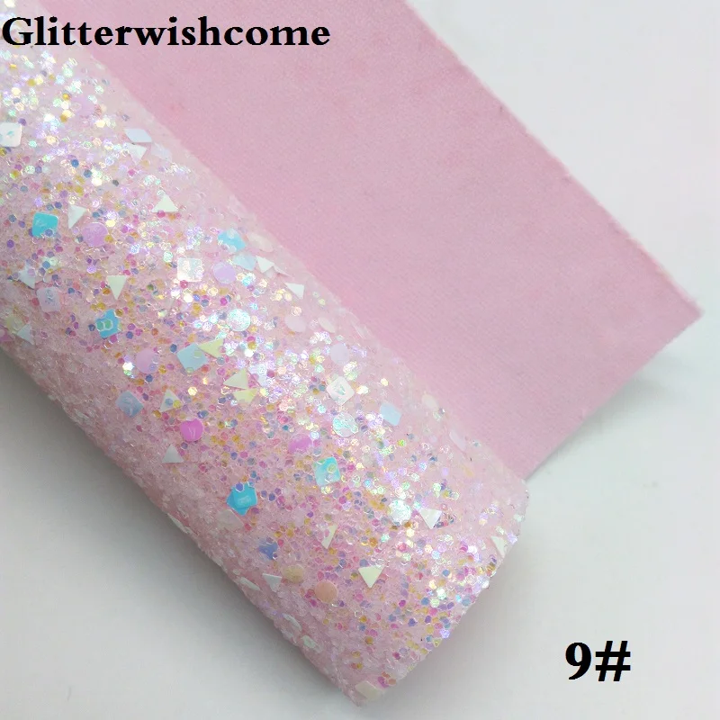 Glitterwishcome 21X29 см A4 размер винил для луков Кристалл Толстый блеск кожа ткань винил для луков, GM164A - Цвет: 9