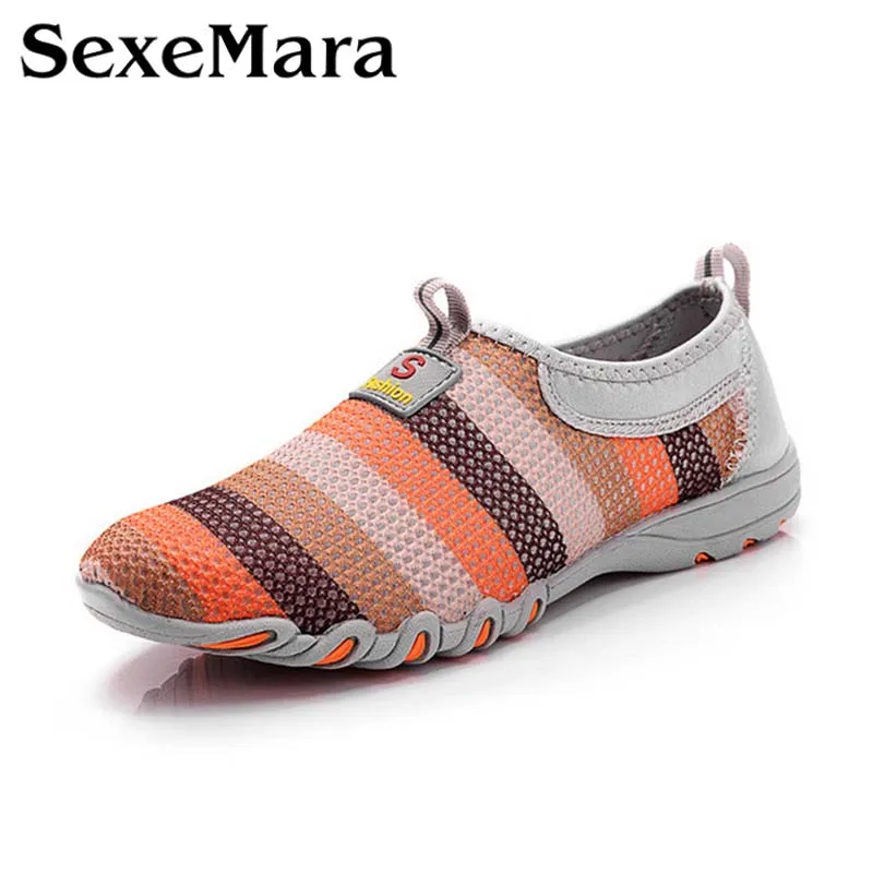 

HEE GRAND Casual Shoes for Women Free shipping Size 35-40 Female Breathable Light Colorfel Strip Fashion Shoes Woman XWB012