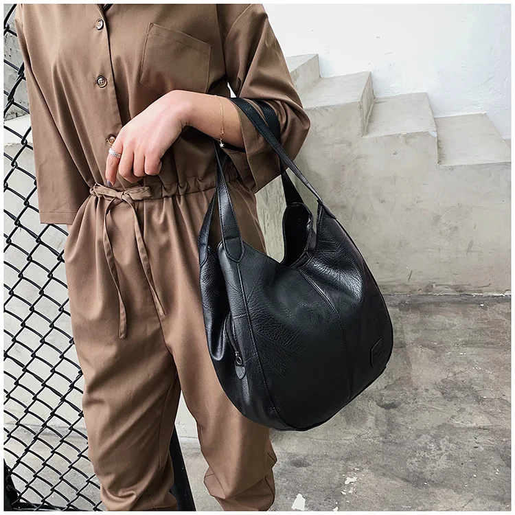 Новая модная фирменная сумка на плечо качественная кожаная сумка для покупок из искусственной кожи роскошная сумка-хобо Большая вместительная сумка-мессенджер B43-86