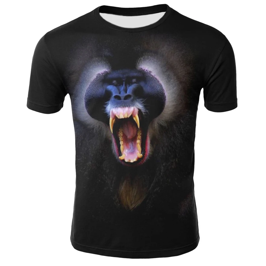 Мужская футболка с животными орангутанг/обезьяна 3D мужская футболка с рисунком забавные Молодежные футболки с коротким рукавом и круглым вырезом с 3D принтом летняя одежда XXS-4XL