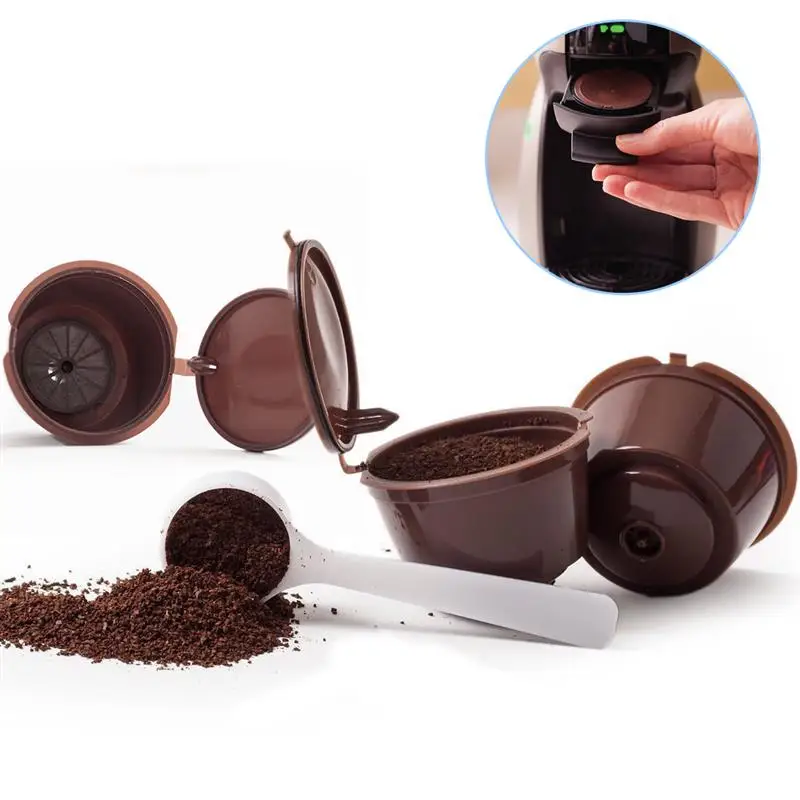 

2pcs+Spoon Recaps Reusable Refillable Capsules Pods for Nescafe Machines Maker Coffee Capsule Pod Cup Dolce Gusto Capsules