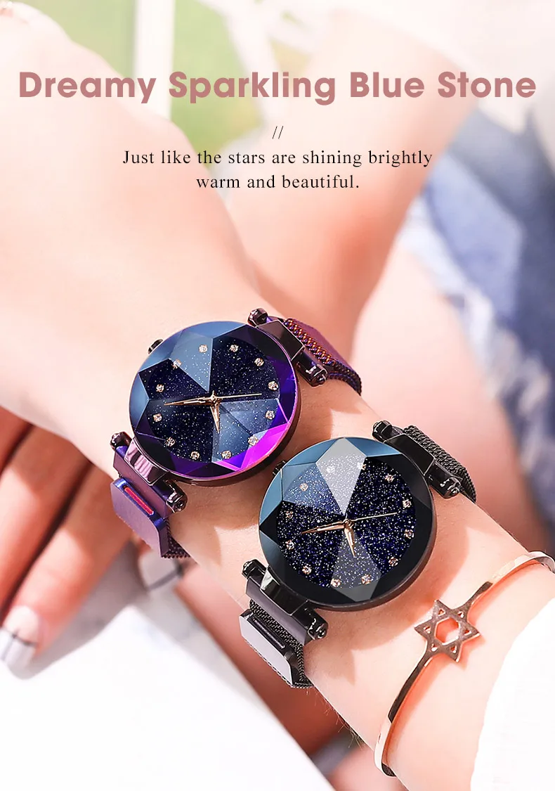 Лидер продаж для amazon Фиолетовый алмазный Магнитный relojes de mujer Дамские женские наручный браслет, ремешок