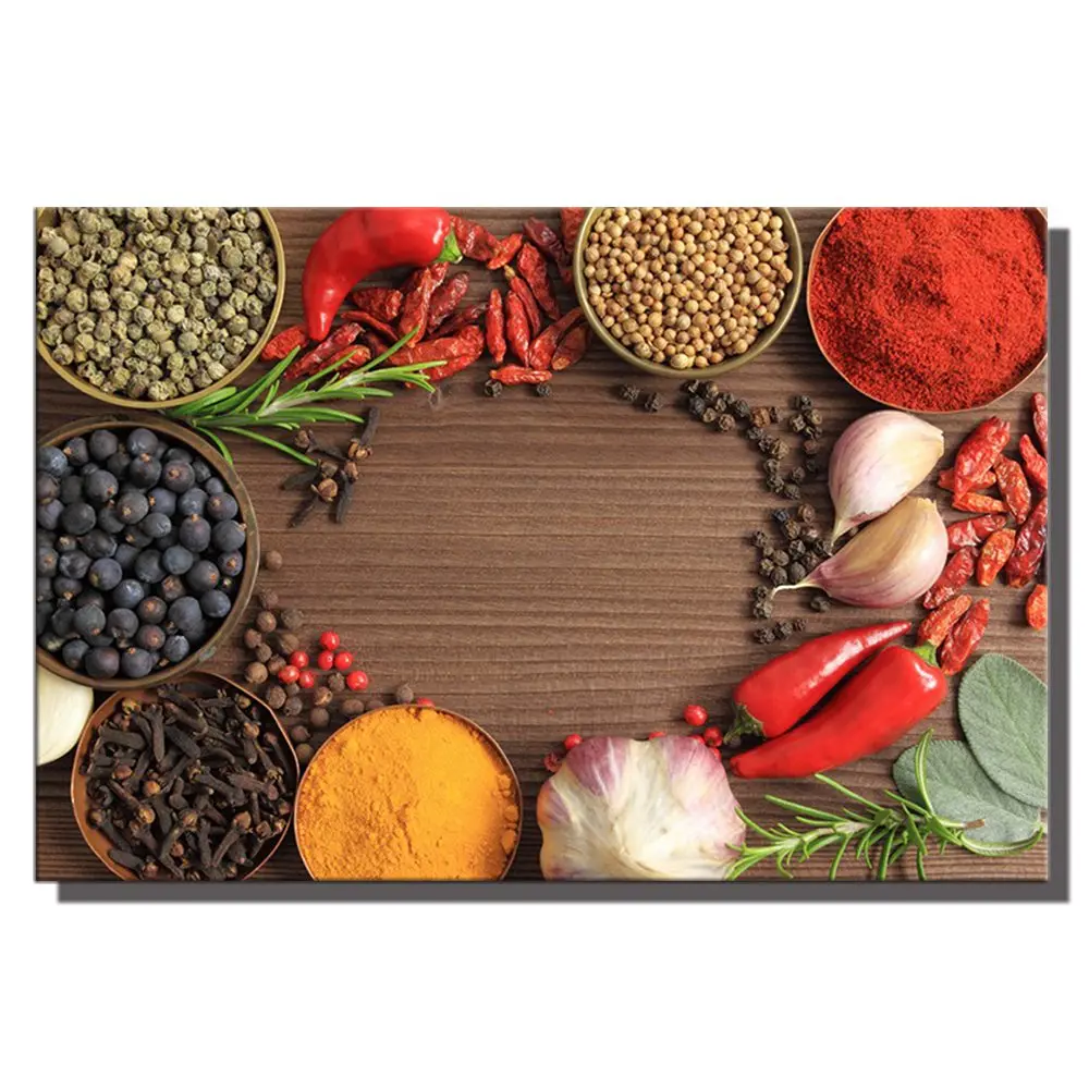 SPOONS OF COLOURFUL SPICES CANVAS PRINT PICTURE WALL ART KITCHEN HOME DECOR